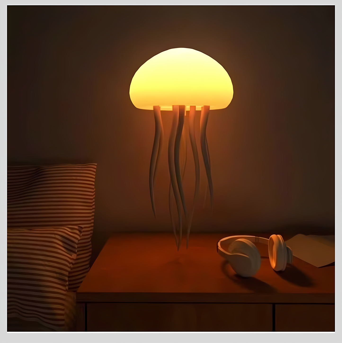 RGB Jellyfish Mood Lamp with Voice Control – Color Changing Ambient Night Light for Home & Bedroom