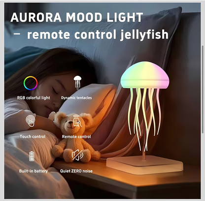 RGB Jellyfish Mood Lamp with Voice Control – Color Changing Ambient Night Light for Home & Bedroom